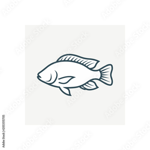 Simple Line Drawing of a Fish Icon.