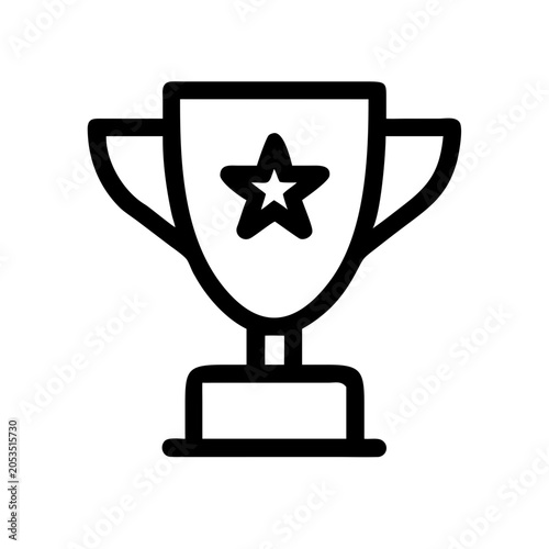 Bold outline icon of a trophy cup with a star for achievement and excellence recognition champion achievement competition excellence minimalist