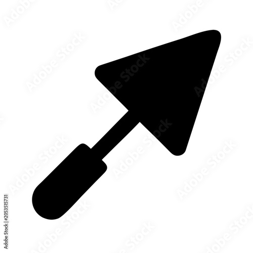 Foto Solid black silhouette masonry trowel icon for construction tools with construct