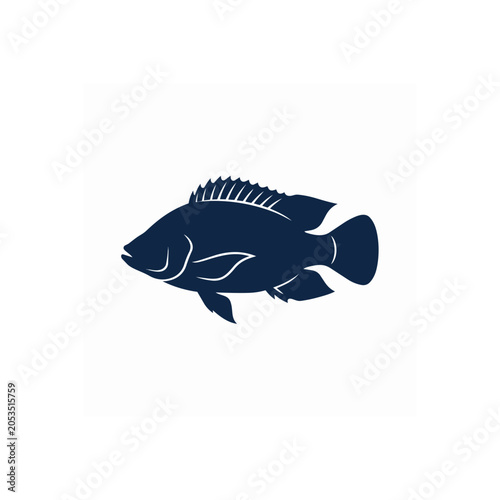 Silhouette of a Tilapia Fish Facing Left.