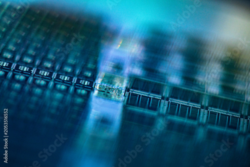 Bilde på lerret Wafer silicon wafer surface showing electronic components and microchips