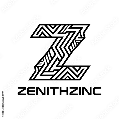 Abstract Geometric Letter Z Logo Design with Zenith Zinc Text