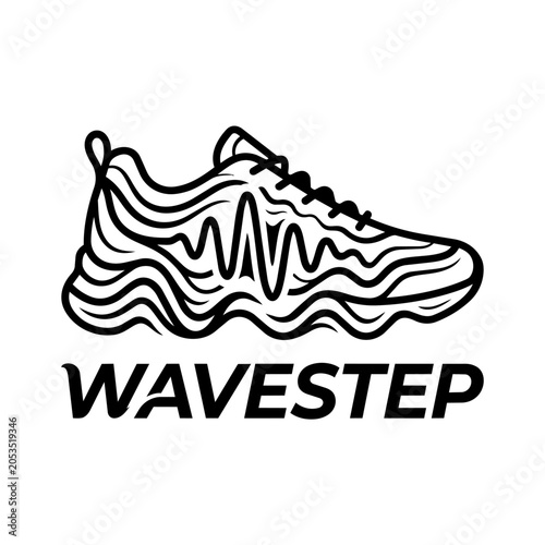 WaveStep running shoe logo with sound wave design and text