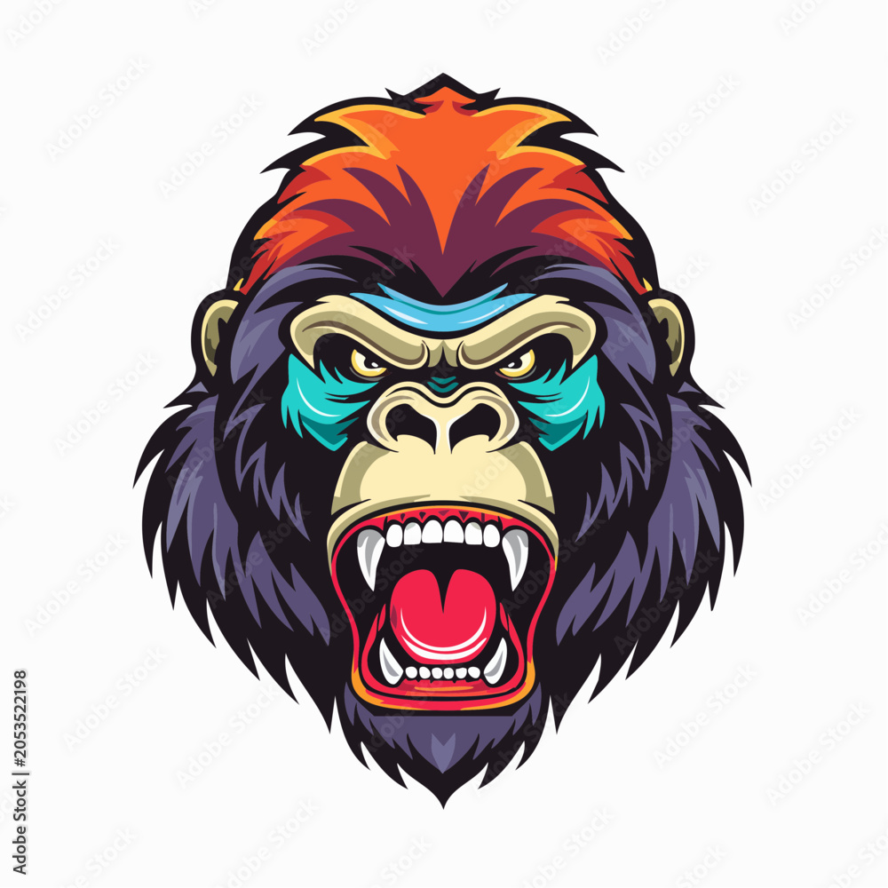 Fototapeta premium Aggressive Gorilla Head Illustration