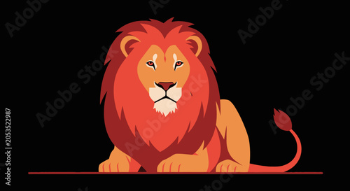 Foto Majestic lion with vibrant red mane sitting calmly