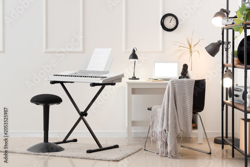 Modern home music studio wi...