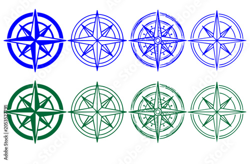 Photography Minimal compass icon set collection with wind rose navigation symbols for travel