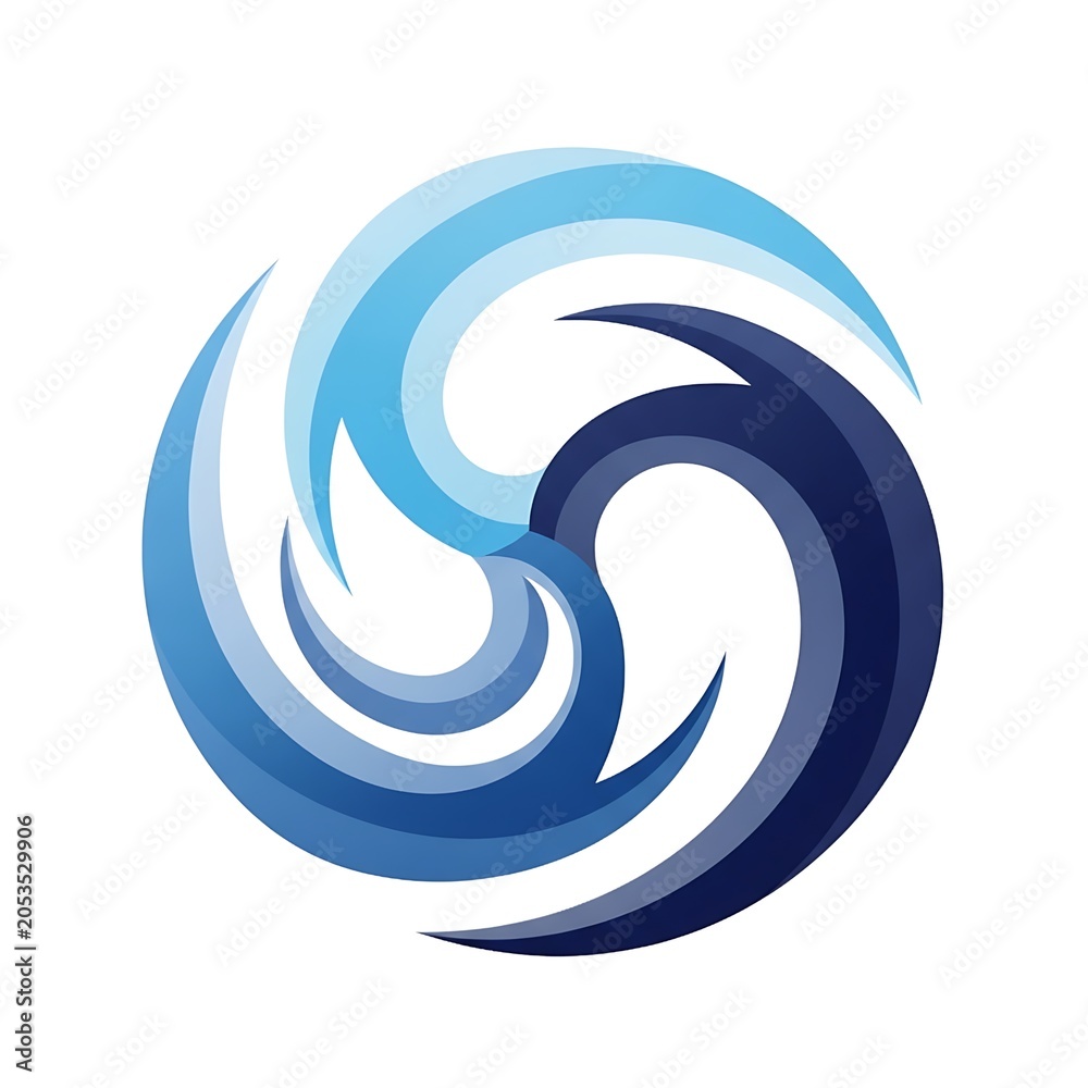 Fototapeta premium Blue infinity symbol on white gradient background.