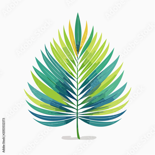 Abstract Palm Leaf Illustration with Watercolor Texture