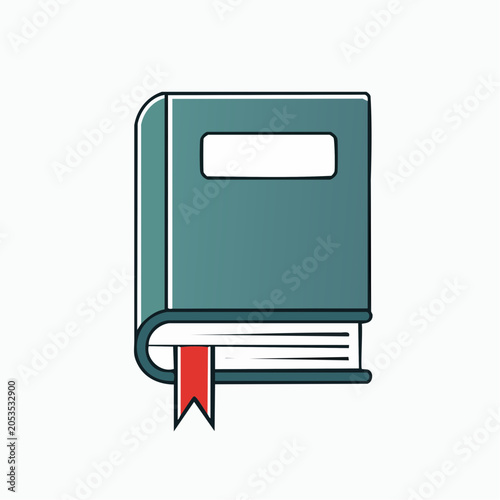 Illustration of a closed book with a red bookmark