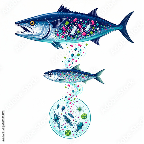 Microplastics Biomagnification in Ocean Food Chain with Plankton and Fish