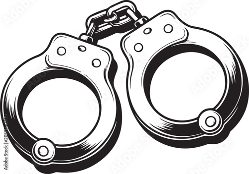 Foto Handcuffed icons vector and Silhouette of handcuffs art collections