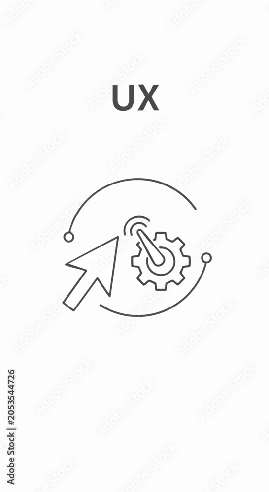 Fototapeta premium UX Design Process: Cursor Interacting with Gear Icon for User Experience.
