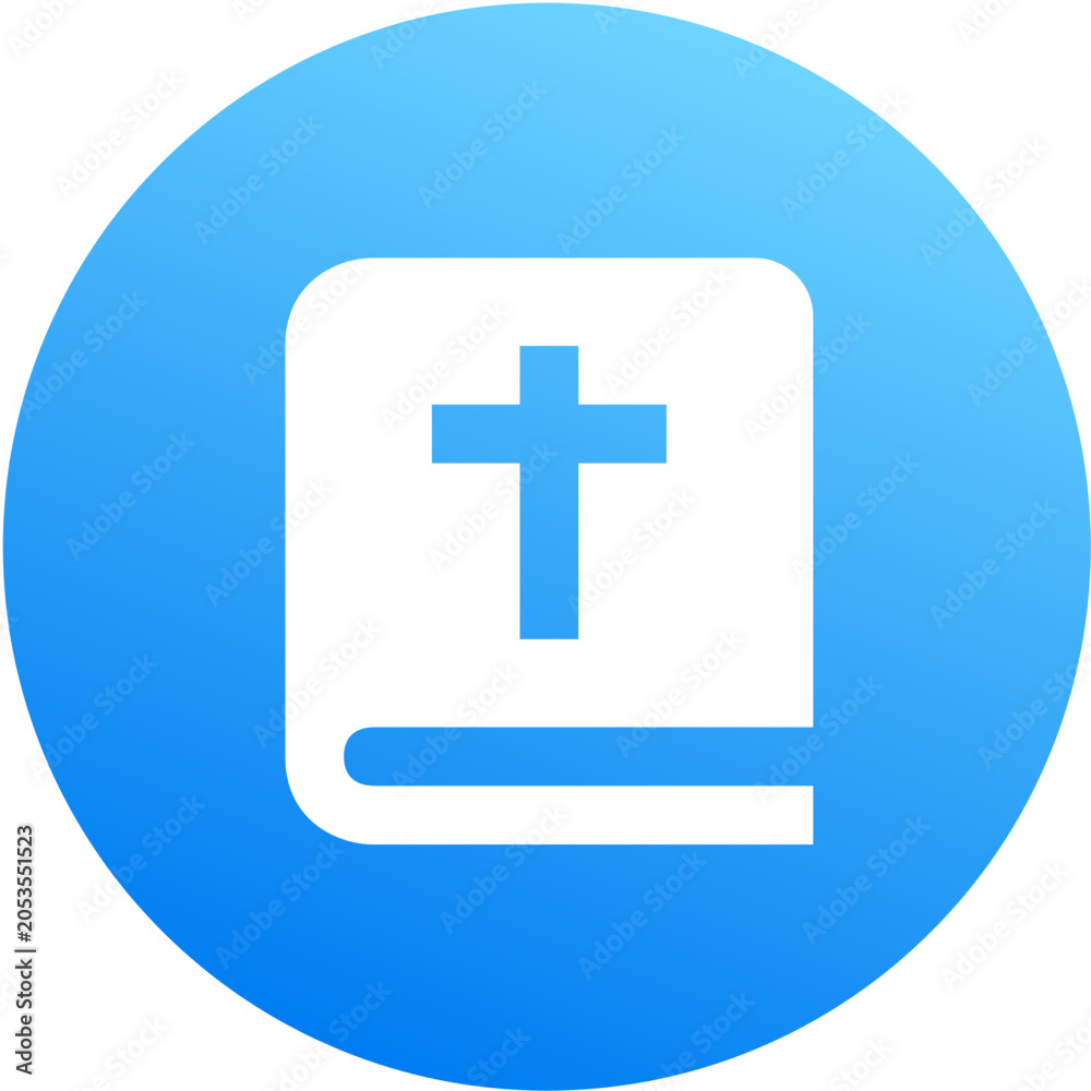 Fototapeta premium Blue gradient bible book religion icon circle badge mobile