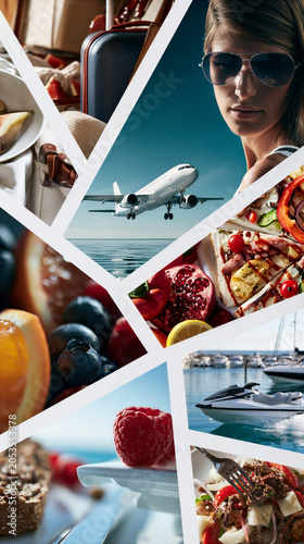 montage of summer holiday images in a grid formation separated by a white keyline creating a dynamic layout