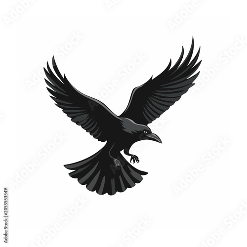 Raven Flying Graphic Vector Illustration