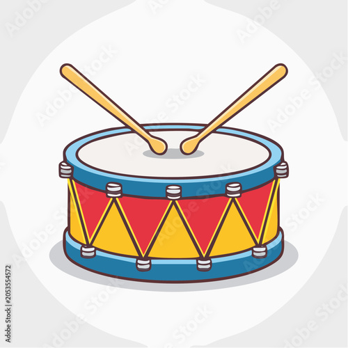 Cartoon Drum with Drumsticks