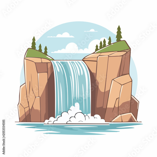 Cartoon Waterfall Illustration