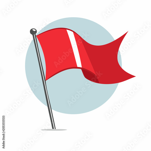 Red flag with white stripe on pole