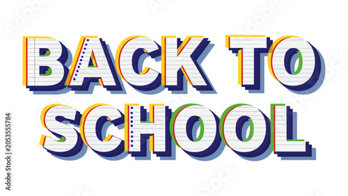 Slika na platnu Back to School Typography: Vibrant and playful text art declares BACK TO SCHOOL in bold, multi-colored letters, evoking excitement for the academic year ahead