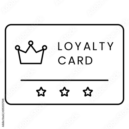 Loyalty Card Icon Line Vector Crown Star Membership Reward