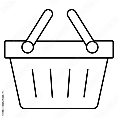 Shopping Basket Icon Line Art Vector