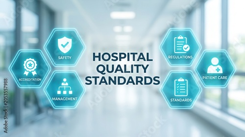 Hospital quality standards focusing on safety regulation and certification monitoring.