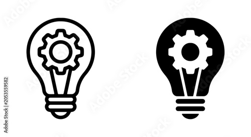 Bild auf Leinwand Lightbulb Idea Icons, Innovation Symbol, Gear Mechanism, Creative Solution Conce