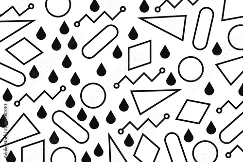 black and white geometric shape memphis pattern vintage art wallpaper background
