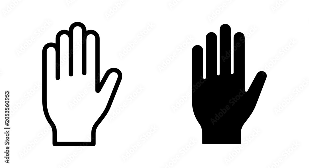 Obraz premium Open Hand Icons, Silhouette and Outline, Stop Gesture, Human Body Part Vector Graphics
