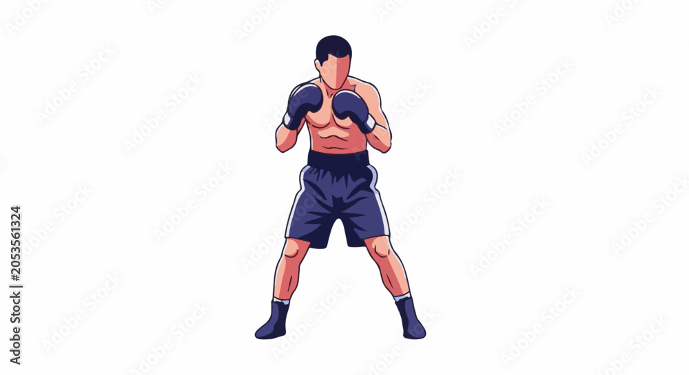 Obraz premium Athletic boxer in fighting stance