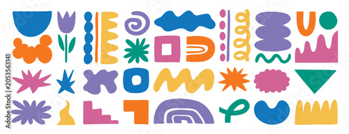 Foto abstract forms elements set illustration, colorful funny blob shape organic, liq
