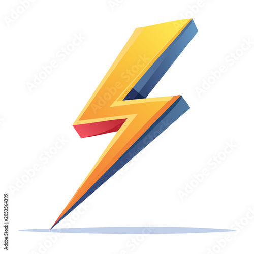 Yellow and blue lightning bolt vector graphic