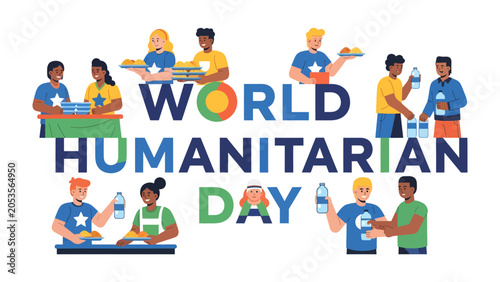 Slika na platnu World Humanitarian Day: Diverse individuals unite to serve and support others, celebrating compassion and aid