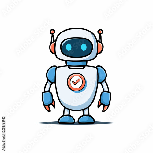 Friendly AI Security Assistant Chatbot for Data Protection Vector Illustration