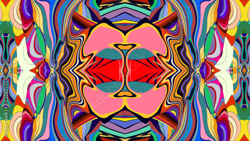 Colorful abstract symmetrical pattern with vibrant geometric shapes