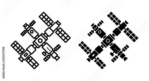 Tableau sur toile Space Station Icons, Orbital Outpost Vector Graphics, Cosmic Habitat Symbols