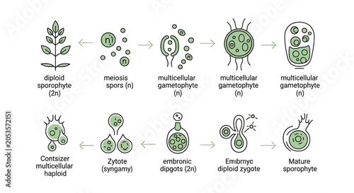 Photos Diagram of the plant life cycle showing alternation of generations