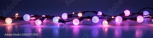 Modern LED garland, cool white bulbs, frosted effect, indoor, bright