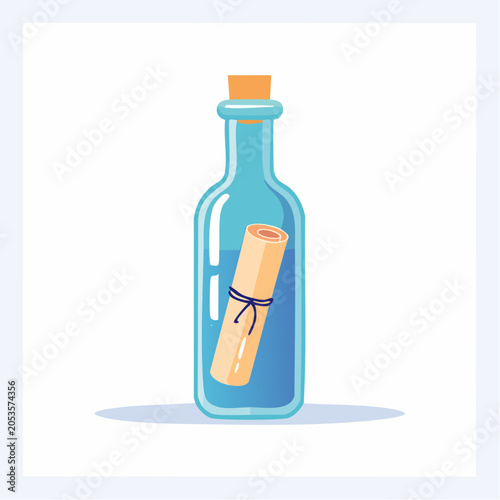 Message in a bottle illustration