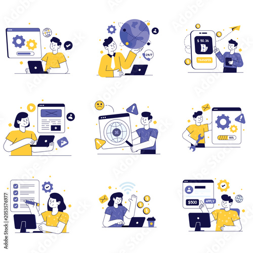 Nallow vector illustration set 02