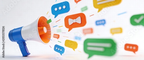 Megaphone Amplifying Colorful Speech Bubbles for Communication Concepts