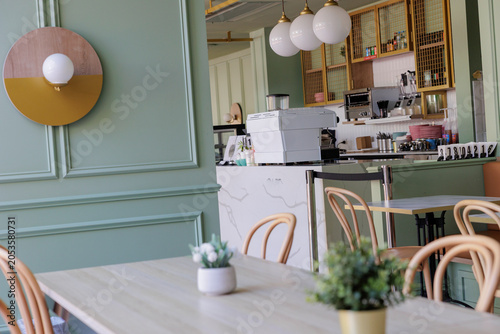 Cozy Cafe Space with Tables and Chairs