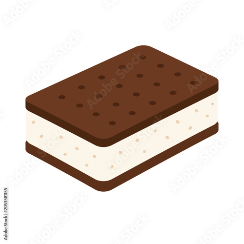 Classic chocolate and vanilla ice cream sandwich vector illustration on white background