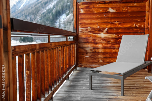 Cozy mountain balcony with ...
