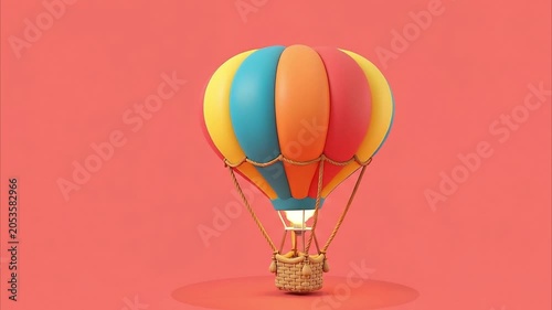 Colorful 3D cartoon hot air balloon motion graphic Videos