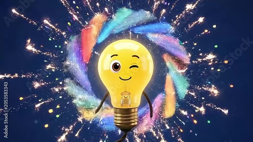 A 3d Cartoon Lightbulb Popping motion graphic Videos