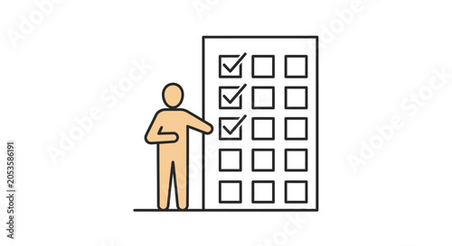 Person's Hand Checking Boxes on a Large Checklist with Completed Tasks on a White Background
