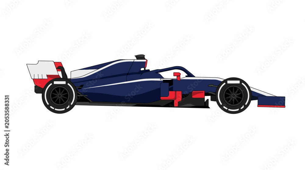 Obraz premium a blue and red racing car.