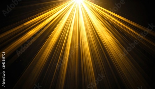 A vibrant, abstract image featuring golden, radiant light rays emanating from a bright, central source, against a dark backdrop